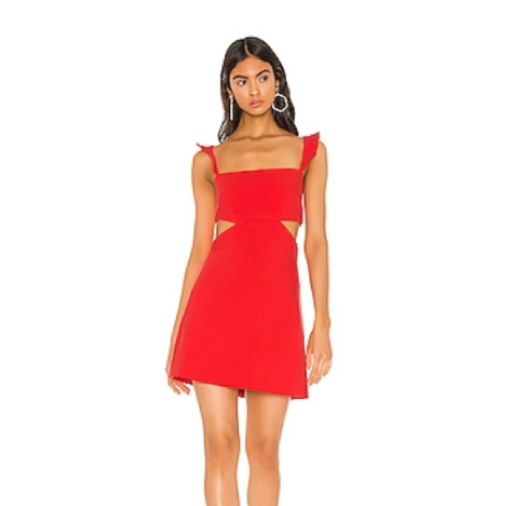 coral/red likely mini dress